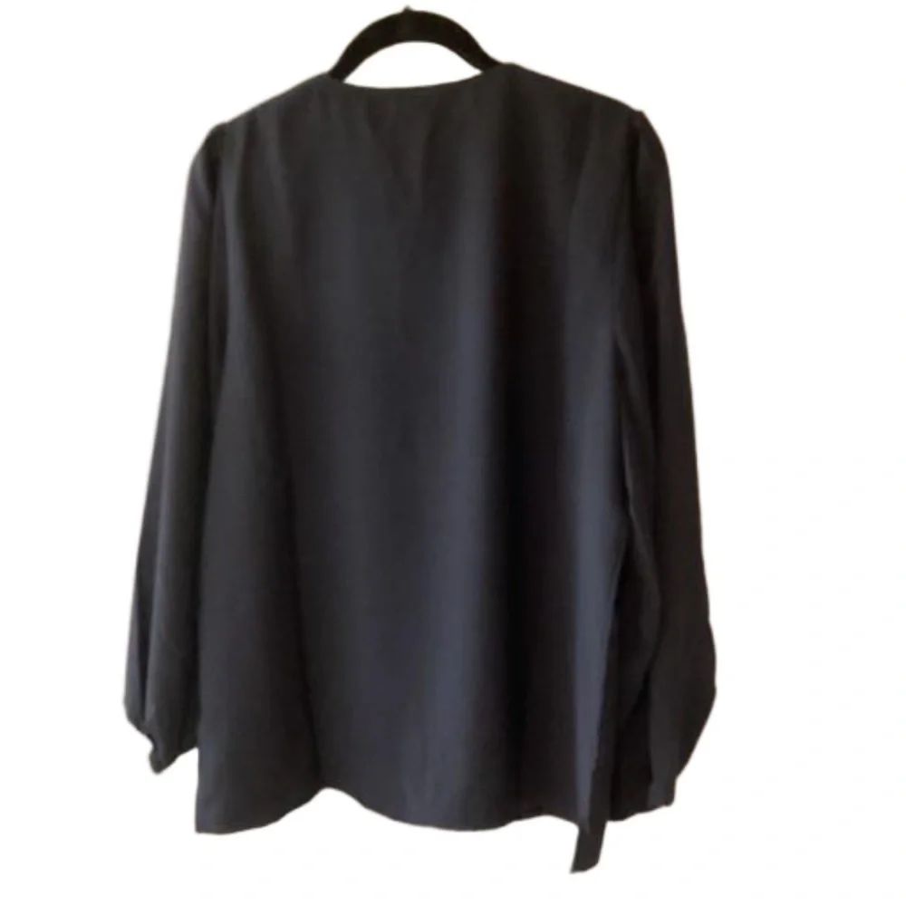 NEW J. Crew Tall Black Puff-Sleeve Satin-Back Crepe Top MT